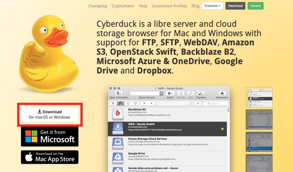 Cyberduckダウンロード